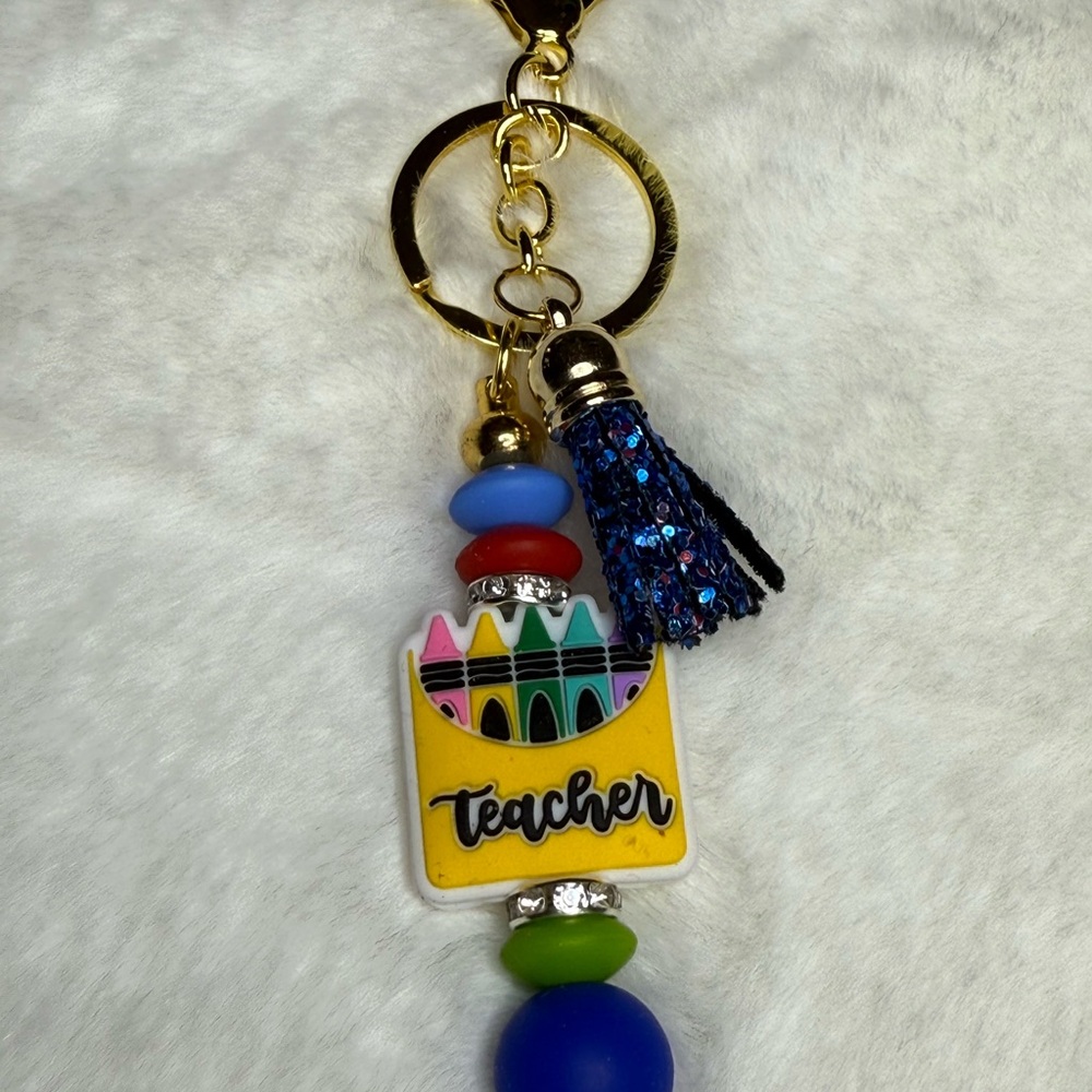 Colorful Teacher Keychain with Tassel